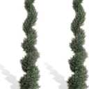 THE BLOOM TIMES 5ft Spiral Artificial Topiary Trees Set of 2, Faux Cedar Trees for Outdoor Planters - Fake Twist Cypress Plants for Garden Front Porch Indoor Outside Christmas Decor 5 Foot (Cedar Dark Green)