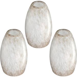 3 Pack 4.65 Inch Handblow Art Off White Glass Lamp Shade Pendant Ceiling Chandelier Wall Sconce Light Replacement Oval Glass Shade Fixture