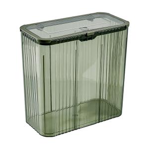 Transparent Trash Can Bathroom Trash Cans with Lids Plastic Slim Waste Basket with Press Top Lid 3.9 Gallon/15L Clear Garbage Can for Bathroom, Bedroom,Office (Transparently Green) (12*11.6*5.9in)