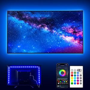 PANGTON VILLA Led Lights for TV LED Backlight,16.4FT RGB Smart LED Strip Lights for 65-75in TV, Bluetooth APP & Remote Control Music Sync & Multi-Scene Modes-USB Powered LED Lights for Bedroom/Gaming (14.3 ft)