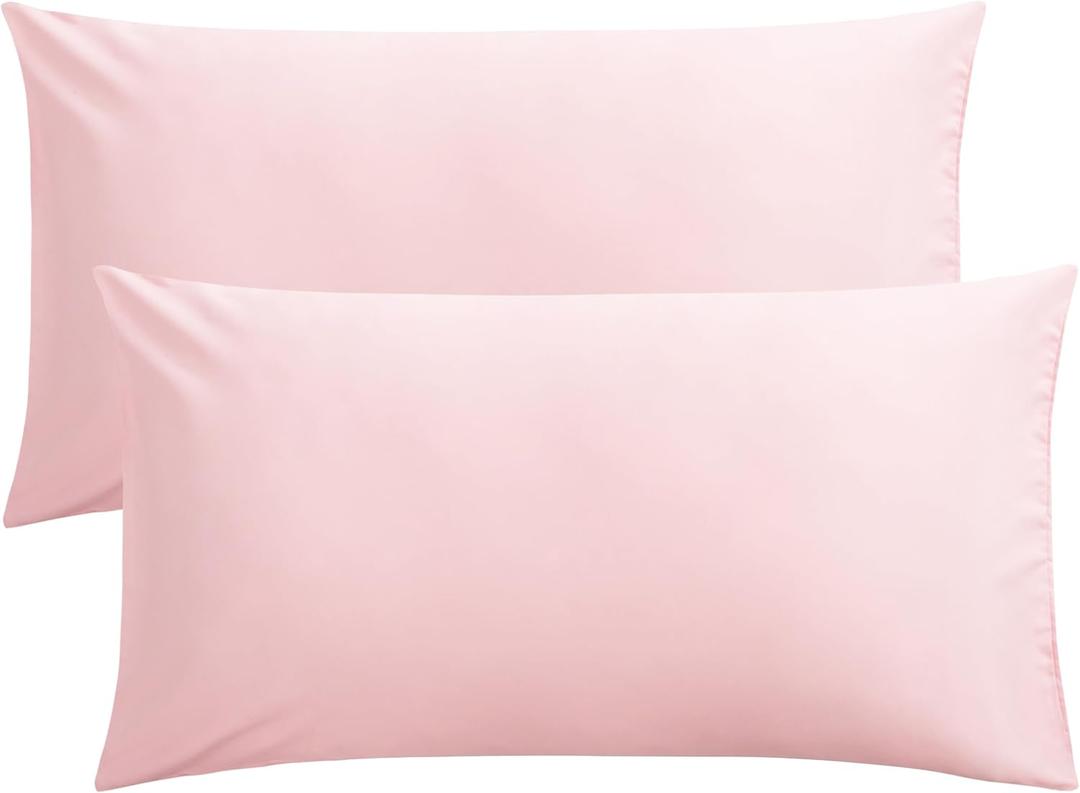 FLXXIE King Pillow Cases Set of 2, Soft Microfiber Pillow Covers with Envelope Closure, Wrinkle, Fade and Stain Resistant Pillowcases, 20x36, Blush Pink