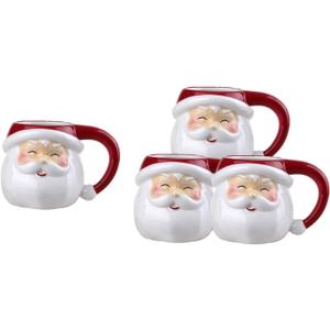 Comfy Hour Joyful Holiday Collection Santa Claus Mugs, Set of 4 Cups, Winter Christmas Gift, Ceramic