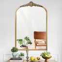 BohoBliss 36"X24" Vintage Gold Mirror for Wall, Antique Arch Victorian Ornate Baroque Mirror for Mantel, Living Room, Hallway, Bathroom, Bedroom, Entryway