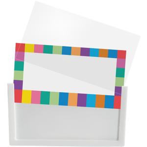Really Good Stuff Basket and Bin Label Holders with Labels - 12 Pack - Storage for Classroom Organization - Plastic Label Clip & Holder for Baskets - Clear and Durable