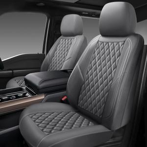 Premium Leather Car Seat Covers Front Pair,Universal Fit for Cars,Trucks&SUVs,Waterproof Car Seat Cushion,Full Coverage Car Seat Protector with 2 Seats,Grey (Driver and Passanger(2 seats))