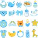 Baby Iron on Patches for Boys Bibs 20pcs Blue Cartoon Bottle Infant Sew on Embroidered Patch for Diaper Bags Clothes Hats, Blankets,Backpacks