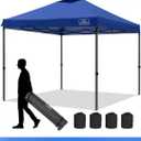 10 ft. x 10 ft. Dark Blue Pop-Up Outdoor Canopy Tent, 3 Adjustable Height with Ropes, 4 Stakes for Garden, Camping