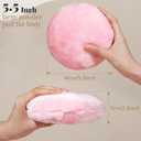 Teenitor Powder Puff 5.5" Extra Large Powder Puff and Container, Dusting Powder Container with Puff, Glass Crystal Powder Container for Body Powder Puff Pink