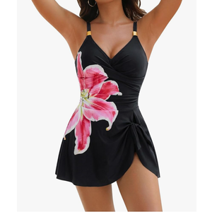 Blooming Jelly Womens One Piece Swimsuit Tummy Control Bathing Suit Gold Metal Tie Knot 2026 Swim Dress. XXL