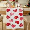 Valentines Day Table Runner Red Love Heart Table Runner 14 x 72 Inch Inch Rustic Romantic Holiday Kitchen Dining Tables Decor for Valentines Anniversary Wedding Proposal Candlelight Dinner Home Party