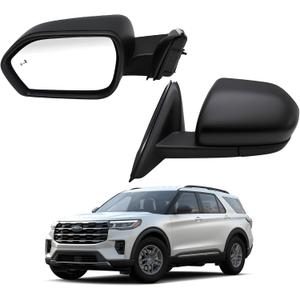 Left Driver Side Mirror Assembly Compatible with 2020-2025 Explorer w/Power Glass Manual Folding Heated Blind Spot Detection Matte Black Replace LB5Z17683AA (Left 5 Pins)