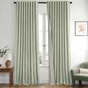 MIULEE Sage Green 100% Blackout Linen Curtains 84 Inch 2 Panels Set Double Sided No Coating Pleated Back Tab Black Out Long Thermal Insulated Pinch Pleat Bedroom Living Room Darkening Window Drapes