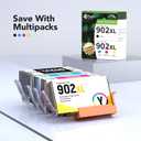 902XL Ink Cartridges Combo Pack Replacement for HP902XL (4-Pack, B/C/M/Y), Color: Black, Cyan, Magenta, Yellow, Size: XL