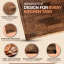 End Grain Teak Wood Cutting Board – 13.1x17.1x1.5 in, Premium Butcher Block with Deep Juice Groove, Non-Slip Feet & Side Handles – Heavy-Duty Wooden Chopping Board for Meat, Veggies & More