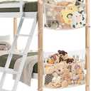 2 Pack Stuffed Animal Storage Net for Kids, Bedside Toy Organizer Net - Neatly Store Your Stuffed Animals, Cotton Bedside Stuffed Animal Storage Net with Tether, Stretches up to 35 Inches, Beige