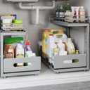 Under Sink Organizer Upgrade To Professional Rails,2-Tier Dual Pull Out Cabinet Storage,Height Adjustable Slide Out Drawers For Bathroom Kitchen,2 Pack-14.5"Dx12.8"-16.9"H,Gun Gray