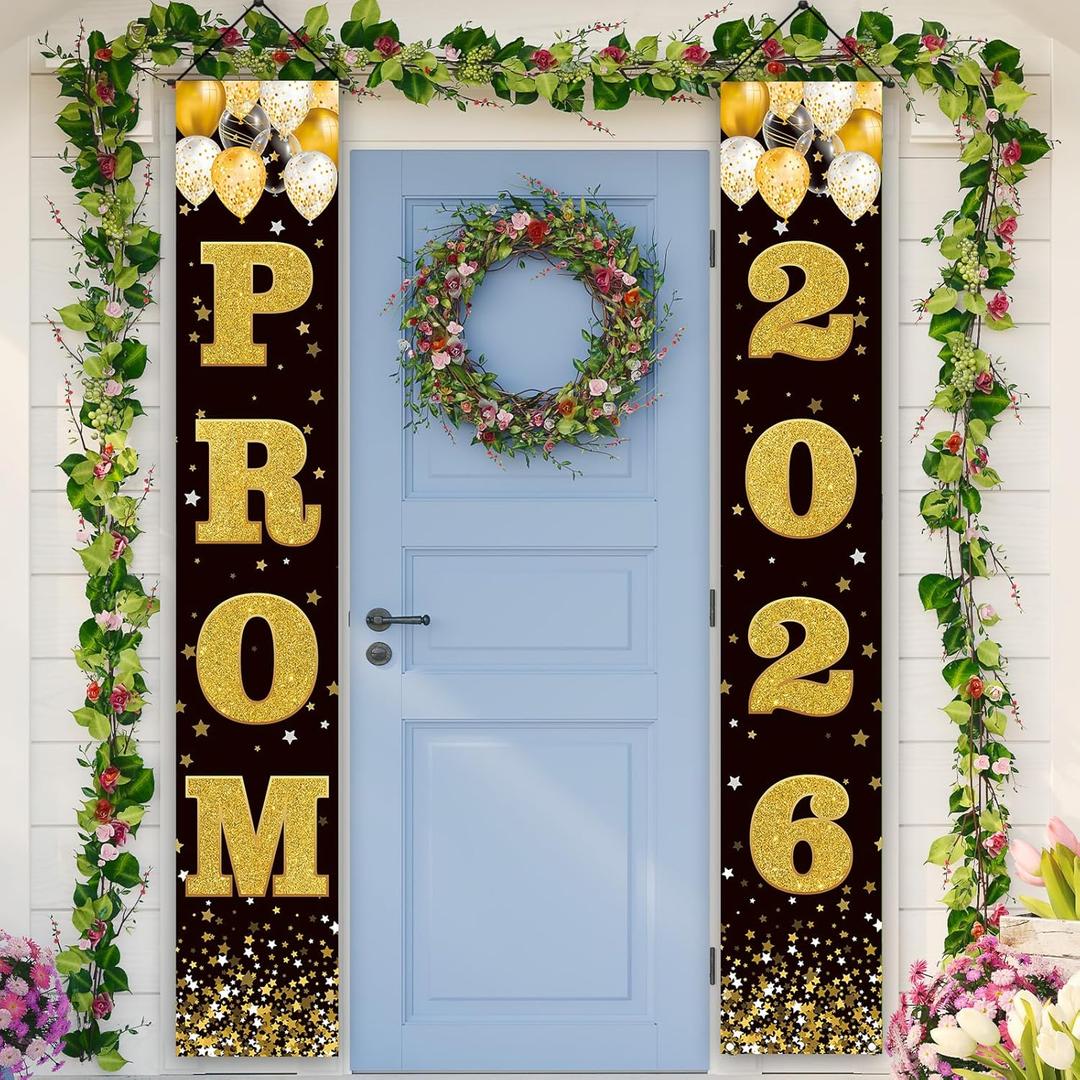 Prom Decorations Prom 2026 Graduation Font Porch Welcome Sign Class of 2026 Graduation Party Decor Decorations and Supplies for Home Classroom-12×71''