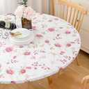 Pioggia Oval Vinyl Fitted Tablecloth with Flannel Backing Elastic Table Cloth Waterproof Oil-Proof Plastic Table Cover Best for Up to 42" x 60"