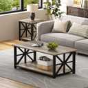 GreenForest Coffee Table for Living Room with Round Corners Farmhouse Style Center Table with Storage Shelf 39 Inch Space Saving Easy Assembly Gray Wash | for Living Room, Farmhouse Style, Space Saving, Easy Assembly, 39.4 Inches X 21.7 Inches X 18.7 Inches