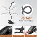 Mubarek Clip on Lamp,5 Brightness+5 Color Clip on Light,200LM 36 LED Reading Lights for Books in Bed,1800mAh Battery Powered Lamp Battery Operated Lights,Rechargeable Desk Lamp with Clamp Light (Black)