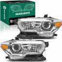 YHTAUTO Set of 2 Headlights Assembly Replacement for 2016-2023 Toyota Tacoma, Driver & Passenger Side Head Lights Lamps, Headlight Clear Lens Chrome Housing Micro-prism Reflector Headlamps