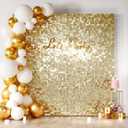 COKAOBE Light Gold Shimmer Wall Backdrop, 30 Pcs Square Sequin Shimmer Backdrop Panel, Sequin Backdrops for Birthday, Anniversary, Wedding, Graduation & Bachelorette Party Decoration