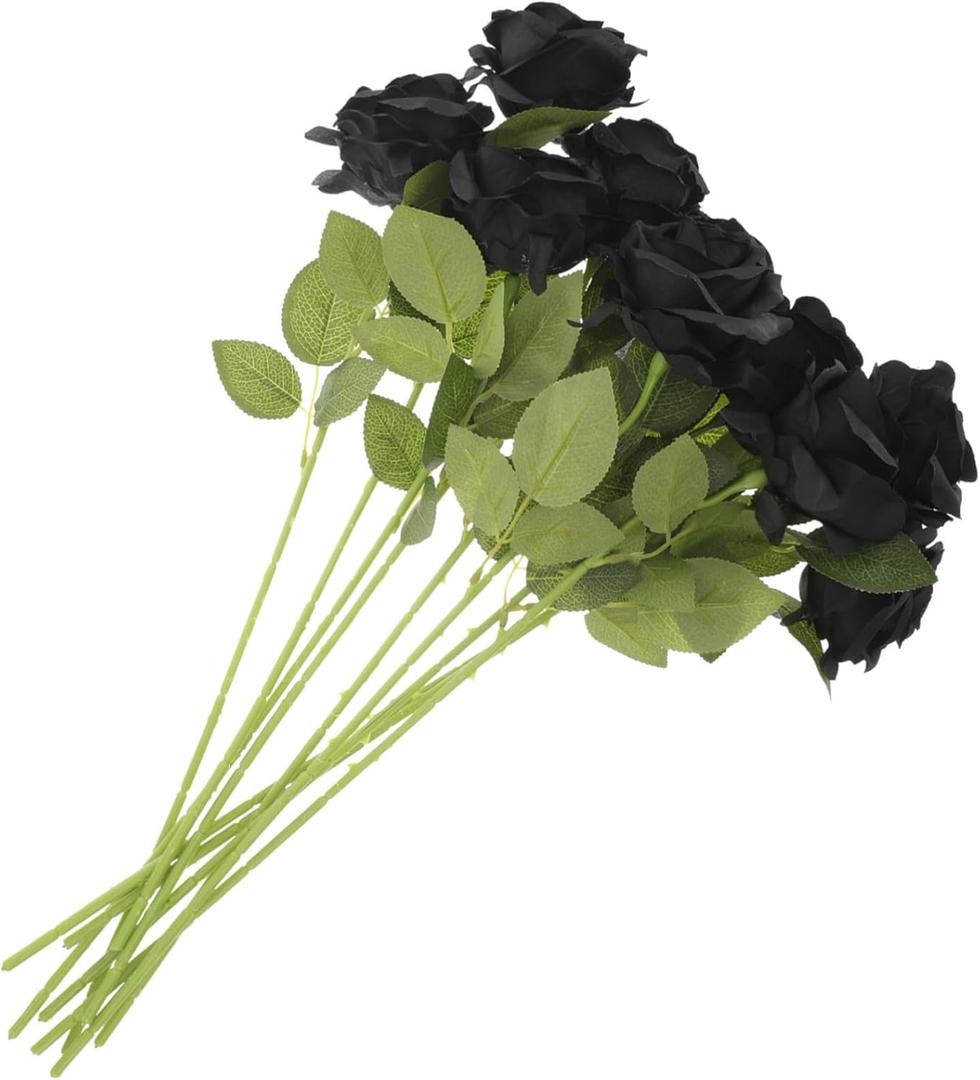 Healifty 10Pcs Halloween Artificial Roses Bouquet for Gothic Weddings and Party Decorations Vivid Fake Flowers for Halloween Decor and Elegant Home Accents