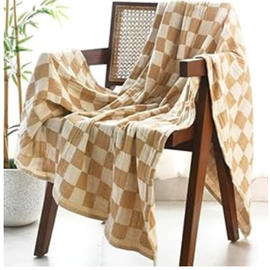 Folkulture Throw Blanket for Couch 50" x 60", 100% Recycled Cotton Blanket and Throws for Chair, Soft Throw Blanket for Bed or Bed Throws for Sofa, Boho Biscuit
