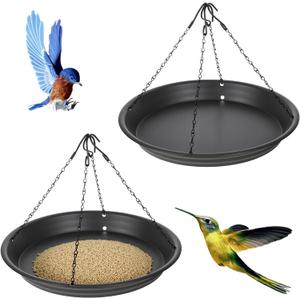 2 Sets 12.8'' Bird Seed Catcher Tray, Bird Feeder Platform Large Hanging Tray Squirrel Feeder Fits Most Feeders Catches Most Falling Seed and Husk for Outdoors, Backyard, Garden
