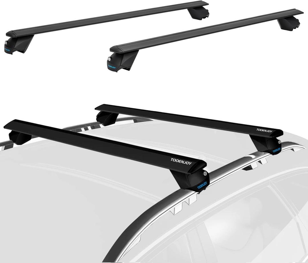 COWVIE 47 Inch Aluminum Roof Rack Cross Bars for Raised Side Rails, Adjustable Cargo Bars with Keyed Locks, Hold 198 LBS Capacity, Compatible with Ford Explorer/Toyota RAV4, Black