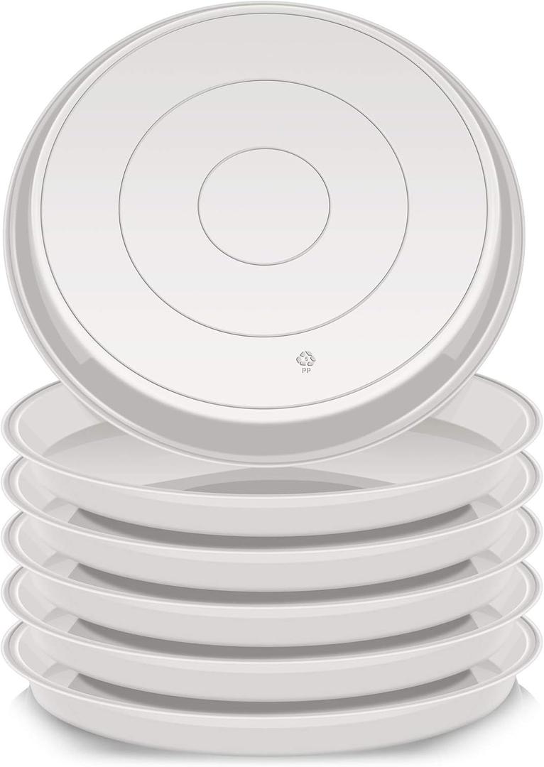 VUWEZ 6 Pack of 25 inch Plant Saucer, Plant Tray 25 Inch Round, Plant Saucers for Indoors, Plant Trays for Pots, Flower Pot Saucers, Pot Saucers for Planter 19-26" (25", White)