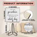 2 x Funny Office Desk Decor, One Small Positive Thought Wooden Sign, Inspirational Gifts for Women Men Friends Coworkers Birthday Christmas, Cute Cool Desk Accessories for Home Office-C12