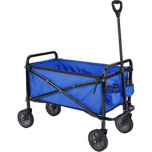 Amazon Basics Collapsible Folding Heavy Duty Utility Wagon for Outdoor Sports, 265 pounds Weight Capacity, Camping, Garden, and Shopping, 27.6 x 40.9 x 20 inches, Blue