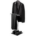 MyGift Brown Wood Metal Valet Suit Stand Garment Organizer Rack