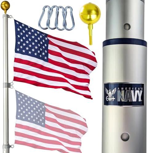 Service First Heavy Duty Telescoping Flagpole Kit (US Navy, 25 Foot)