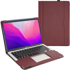 TYTX Compatible with MacBook Pro Leather Case 13 Inch 2016-2022 (A1989 A1706 A1708 A2159 A2289 A2251 A2338 M1 M2) Laptop Sleeve Protective Folio Book Cover (New MacBook Pro 13", Wine Red) (Wine Red)