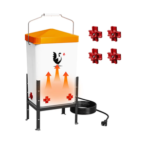 Heated Chicken Waterer, Poultry Water Heater for Winter with 4 Horizontal Nipples, Thermostatically Controlled, 4 Adjustable Heights, Anti-Freezing Watering System for Coop Accessories (Red, 12L)