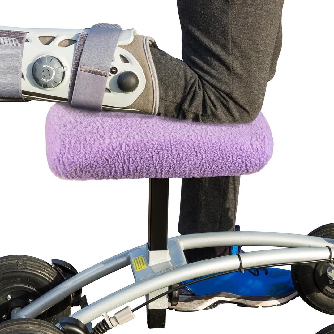 Breling Knee Scooter Pad Cover Faux Sheepskin Scooter Seat Cushion Memory Foam Knee Scooter Cushion Soft Plush Walker Seat Cover Universal for Comfort During Injury(Purple)