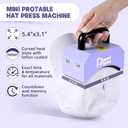 Hat Press, Mini Hat Press Heat Machine for Caps Hats with 5.4" * 3.1" Curved Teflon Coated Heat Plate & Safety Base for Heat Transfer Vinyl, Sublimation and DIY Projects, Purple