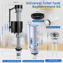 Saillong 1 Pack 2 Inch Universal Toilet Tank Replacement Kit, Include Dual Flush Valve with Push Button, Toilet Fill Valve, Bowl Gasket and Plastic Bolts, Tank Parts Replacement for 2-Piece