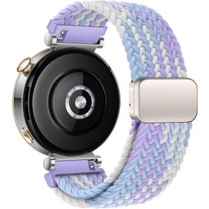 18mm Braided Bands for Garmin Venu 3S 2S/Venu 4 41mm/Vivoactive 4S/Vivomove 3S/Forerunner 265S/255S Band Women,18mm Quick Release Magnetic/Parachute Buckle Woven Fabric Nylon Sport Watch Strap Magnetic Violet