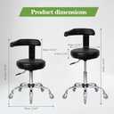 Antlu Rolling Stool with Back Support Tattoo Chair for Artist, Adjustable Esthetician Lash Chair for Dental Shop Sewing Nail Tech, Desk Shop Stools with Wheels, Without Foot Ring
