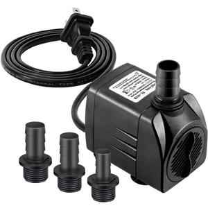 Submersible Pump 400GPH (1500L 25W) Ultra Quiet with Dry Burning Protection 6.5ft High Lift for Fountains, Hydroponics, Ponds, Aquariums & More