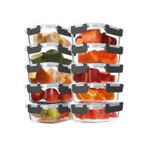 BAYZZ 10 Pack 22 oz Glass Meal Prep Containers, Glass Food Storage Containers with Airtight Lids, BPAFree, Freezer and Microwave Safe