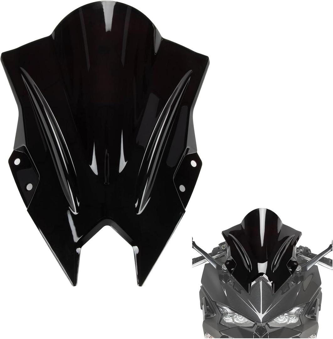 Windshield for NINJA500 SE 2024 2025 2026, PSLER Windscreen Double Bubble Wind Deflector Protector Fairing for NINJA500 SE Ninja 500 2024 2025 2026 (Black)
