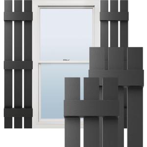 Ekena Millwork Lifetime Vinyl LS3S12X05500BL Standard Three Board Spaced, Board-n-Batten Vinyl Shutters, w/Installation Shutter-Lok's & Matching Screws (Per Pair), 12"W x 55"H, Black