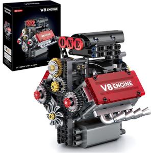 V8 Engine Building Set,V8 Engine Model kit That Run,Build Your Own STEM Mini V8 Model Engine Kit with Battery and Motor,8-Cylinder Car Engine Building Engineering Toys for Kids Adults(478PCS)
