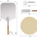 Onlyfire 4-Piece Pizza Stone Set 15" Round Cordierite Baking Stone for Oven & Grill, 14"x16" Pizza Peel, Stainless Steel Spatula & Cutter Complete Pizza Making Kit for Crispy Crust, Bread, BBQ