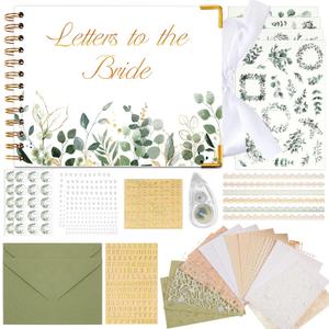 Humyoun Wedding Guest Book Letters to The Bride Scrapbook Wedding Memory Book Bridal DIY Blank Paper Scrapbook Photo Album Guest Sign with Pearl Stickers(8.5 x 7 Inch,Eucalyptus,Green)