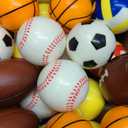 AugToy 24 Pack Stress Ball Classroom Prizes Party Favor for Kids Prefilled Easter Eggs Foam Sports Squeeze Toys Goodie Bag Stuffers Bouncy Balls Boys Baseballs Basketball Football Bulk Toys